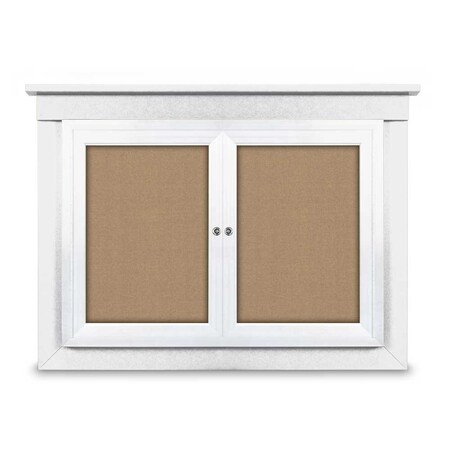 United Visual Products 60"x36" 2-Door Enclosed Letterboard, Header, Green Felt/Lt Oak UV2625HD-LTOAK-GREEN